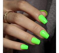 KQueenest Press on Nails - Set di 30 unghie corte da incollare, colore verde chiaro, tinta unita, per ballerina finte, colore verde erba, per donne e ragazze, 30 pezzi