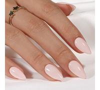 KQueenest Soft Gel Press on Nails Almond - Sheer Nude unghie rosa da incollare a mandorle medie, tinta unita, finte unghie con colla, lucide, naturali, set da 24 pezzi
