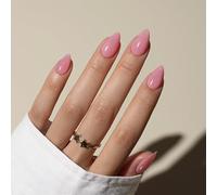 KQueenest Soft Gel Press on Nails Breve - Sheer Rosa Unghie da incollare a mandorla corta, tinta unita, rosa scuro, finte unghie finte con colla, lucide, naturali, set da 30 pezzi