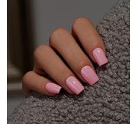 KQueenest Unghie finte a pressione rosa scuro, quadrate, in acrilico, corte, trasparenti, opache, riutilizzabili, in morbido gel, per donne, 28 pezzi