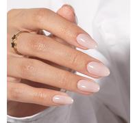 KQueenest Unghie finte corte ovali, corte con colla, colore rosa pastello opaco, unghie finte a pressione, riutilizzabili, in morbido gel, per donne, decorazione per dita, 24 pezzi