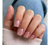 KQueenest Unghie finte corte quadrate cromate rosa pesca, smaltate con design a specchio scintillante, unghie finte glitterate lucide a pressione, graziose unghie artificiali per unghie, 30 pezzi