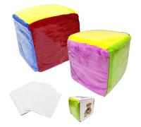 KQWVZ Dadi Tascabili, 2 Pezzi Cubi Con Tasche Con 50 Carte, 10 Cm Dado Gioco Con Tasche Di Inserimento, Dadi in Schiuma Trasparenti per Asilo, Scuola Materna, Scuola, Cubo Di Stoffa