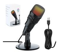 KQWVZ Microfono USB con modalità RGB, microfono a condensatore per PC e Mac e canto, microfono da gioco per PS4/5, Plug and Play per lo streaming di podcast YouTube