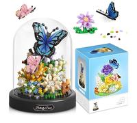 KQWVZ Set Di Blocchi Da Costruzione per Bouquet, Fiori Blocco Di Costruzione, Micro Blocchi Bouquet Di Fiori, Con Coperchio Protettivo, Decorazione Della Casa per Adulti E Bambini (530 PCS, Farfalla)