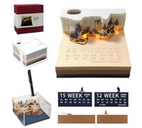 KQWVZ Time Piece Calendario 2026, Calendario 3DCalendar 2026 con luce LED, calendario magico 2026, promemoria artistico con intaglio di carta strappabile, calendario 3D, blocco note artistico per