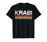 Krabi Thailandia Vintage Retro Viaggio Strisce Isola Design Maglietta