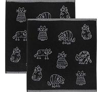 Kracht Strofinacci in spugna, confezione da 2 pezzi, in cotone, motivo: gatti, dimensioni 50 x 50 cm