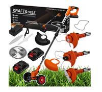 KRAFT DELE Akku Rasentrimmer 21V 2x2Ah 1000W Freischneider con Ruote
