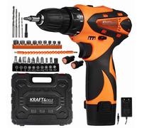 KRAFT DELE Set Trapano Avvitatore 18V 2x Batteria 30Nm Cassetta