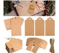 Kraft Marrone Carta Etichette Regalo 100pcs con Corda Natale Vuoto Targhette