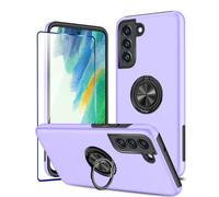 KRAFTCARE Custodia per Samsung Galaxy S21 FE 5G 1 Pack Pellicola Protettiva in Vetro Temperato con 360 ° Ring Stand Cover Magnetic Car Mount Custodia Antiurto per Samsung S21 FE 5G,Viola