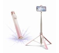 KraftGeek JustTap - Treppiede automatico per iPhone, 66 pollici, treppiedi e bastone per selfie, per registrazione, viaggi, creazione di contenuti, colore: pesca Ombré