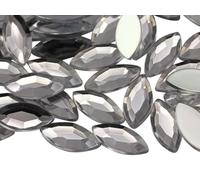 KraftGenius 10 x 5 mm Retro Piatto Navette Gioielli in Acrilico Marquise Strass facciali Gemme creazione di Biglietti abbellimenti Occhio di Cavallo 13/64" x 7/16" Cristallo Trasparente Jg06.