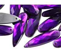 KraftGenius 28 x 8 mm a goccia posteriore piatta da cucire su perline per artigianato - 30 pezzi Amethyst CH05