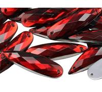 KraftGenius 28 x 8 mm a goccia posteriore piatta da cucire su perline per artigianato - 30 pezzi Ruby CH17