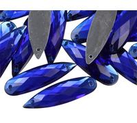 KraftGenius 28 x 8 mm a goccia posteriore piatta da cucire su perline per artigianato - 30 pezzi Sapphire CH09