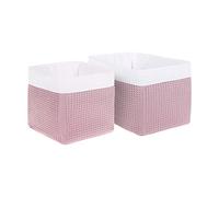 KraftKids Cestino in tessuto a nido d'ape rosa per cameretta dei bambini, 20 x 20 x 20 cm