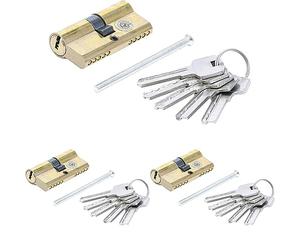 Kraftmann - Serratura A Cilindro In Ottone, 60 Mm (Confezione da 3)