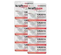 kraftmax CR2016 - Confezione da 10 batterie al litio ad alte prestazioni, 3 V, per applicazioni professionali, CR 2016