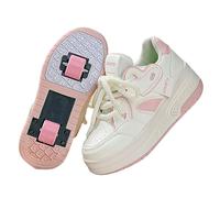Kraftpaid Sneakers Retrattile Doppia Ruote,Scarpe con Rotelle per Ragazzo e Ragazza,Rotelle a Scomparsa Skateboard Sneakers,Traspirante,con 2 Ruote,per Bambino Ragazze e Ragazzi