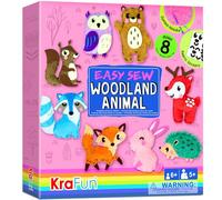 KraFun Kit da Cucito Animali del Bosco per Bambini 5+ Anni, 8 Progetti Fai da Te (Orso, Coniglio, Volpe, Gufo, Cervo), Feltro, Istruzioni, Giocattolo Educativo