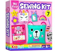 KRAFUN Kit da Cucito in Feltro per Bambini 5+ Anni, 7 Progetti Facili (Borse, Cuscini, Portachiavi), Istruzioni, Scatola Riutilizzabile, Giocattolo Educativo