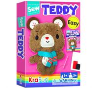 KRAFUN Kit da Cucito Orsacchiotto per Bambini 7+ Anni, Bambola Peluche Teddy Bear, Feltro, Istruzioni, Scatola Riutilizzabile, Giocattolo Educativo