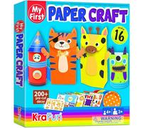 KRAFUN Kit di Artigianato in Carta Animali da Safari per Bambini 3+ Anni, 16 Progetti Fai da Te Zoo, Sacchetti, Piatti, Istruzioni, Scatola Riutilizzabile