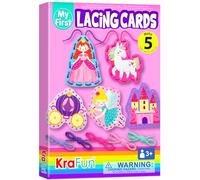 KraFun Kit di Carte di Allacciatura Unicorno per Bambini 3+ Anni, 5 Progetti Fai da Te (Principessa, Unicorno, Castello), Istruzioni, Giocattolo Educativo
