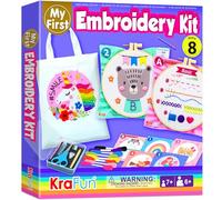 KRAFUN My First - Kit da ricamo per principianti, bambini e adolescenti, con semplici motivi ricamati, kit da ricamo a mano con telaio, panno, istruzioni per punti e istruzioni per principianti, kit