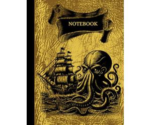 Kraken & Boat: A Striking Gold Notebook with Todoodles Pages