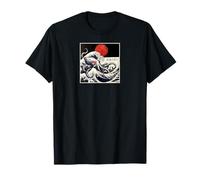 Kraken Kaiju Mostro Doodle Giapponese Ukiyoe Oceano Mare Maglietta