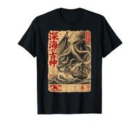 Kraken Mostro Mare Vintage Giornale Giapponese Horror Art Maglietta