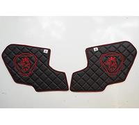 KRAM-TRUCK parti laterali trapuntate ricamate per porte 2 pezzi, compatibile con SCANIA R, P, G dal 2017, nero con filo rosso, chiusura in velcro, pelle sintetica in spugna 1 cm, certificato di igiene