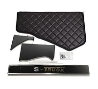 KRAM-TRUCK Ripiano Centrale Trapuntato Per Auto, Compatibile Con SCANIA S/R Del 2017, Nuova Generazione, Nero, Similpelle Su Schiuma Da 10 mm, Certificato Igienico