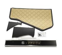 KRAM-TRUCK Ripiano Centrale Trapuntato Per Auto, Compatibile Con SCANIA S/R Del 2017, Nuova Generazione, Beige Scuro, Similpelle Su Schiuma Da 10 mm, Certificato Igienico