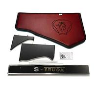 KRAM-TRUCK Scaffale per Cruscotto Copertura Ricamata Liscia Porta TV per Cabina di Guida del Camion Compatibile con Scania S/R dal 2017 10 mm Schiuma Ecopelle Resistente Marrone