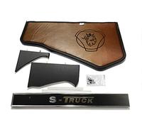 KRAM-TRUCK Scaffale per Cruscotto Copertura Ricamata Liscia Porta TV per Cabina di Guida del Camion Compatibile con Scania S/R dal 2017 10 mm Schiuma Ecopelle Resistente Marrone Chiaro