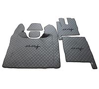 KRAM-TRUCK Tappetini ricamati Compatibile con DAF XF106 dal 2017 con scatola automatica e riscaldamento dell'acqua, grigio, pelle sintetica spugna 1 cm, certificato di igiene, fodere comode