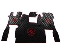 KRAM-TRUCK Tappetini Trapuntati e Ricamati Compatibili con Scania S dal 2017 Modello con Sedile Passeggero Fisso con Cavalletto per Pavimento in Gommapiuma 10mm Colore Filo Rosso Nero
