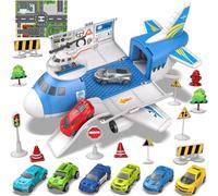 kramow Giochi per Bambini 3+ Anni, Aeroplano Giocattolo 21 in 1, Giocattoli per Bambini 3+ Anni, Set di Macchine Giocattolo, Regalo Bambino Maschio 4 5 6 anni