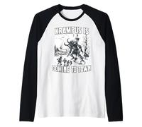 Krampus Babbo Natale demoniaco Kramperl T Krampus Run Maglia con Maniche Raglan