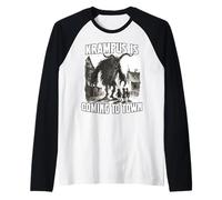 Krampus Babbo Natale demoniaco Kramperl T Krampus Run Maglia con Maniche Raglan