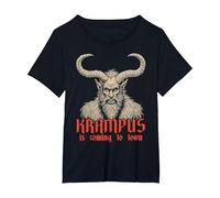 Krampus Sta arrivando in Città Mostro di Natale Uomini Donne Bambini Maglietta, Donna Plus-Size, Nero, 2X