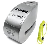 KRASER KR10S Blocaddisco Moto con Allarme 120dB, Doppia Chiusura ø10mm, Omologato Sra, Serratura Alta Sicurezza Antistrappo, Impermeabile, Filo Promemoria, Lucchetto Antifurto per Moto Blocca Disco