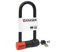 KRASER KR85M Lucchetto a U Blocco Ruota, Alta Sicurezza Testata, Omologato SRA, Arco 85x250mm ø18mm Doppio Chiusura, Serratura Anti-Grimaldello, Antifurto U Lock per Moto, Scooter