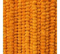 Krati Exports 5 ghirlande di calendula da 1,5 m, decorazione indiana/americana, per feste di nozze, ghirlande finte per matrimoni, decorazione Diwali, fiori primaverili (arancione)