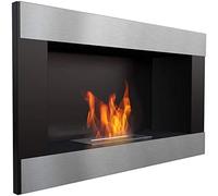 KRATKI biocamino caminetto decorativo da parete Golf nero orizzontale 374 mm x 648 mm TÜV - Renania testato Con pannello