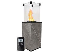 KRATKI Camino a gas Patio Mini | 1366 x 427 mm | Camino esterno in acciaio | Camino da esterno con telecomando | Riscaldamento a gas ideale per terrazze, giardino come lampada termica e camino da